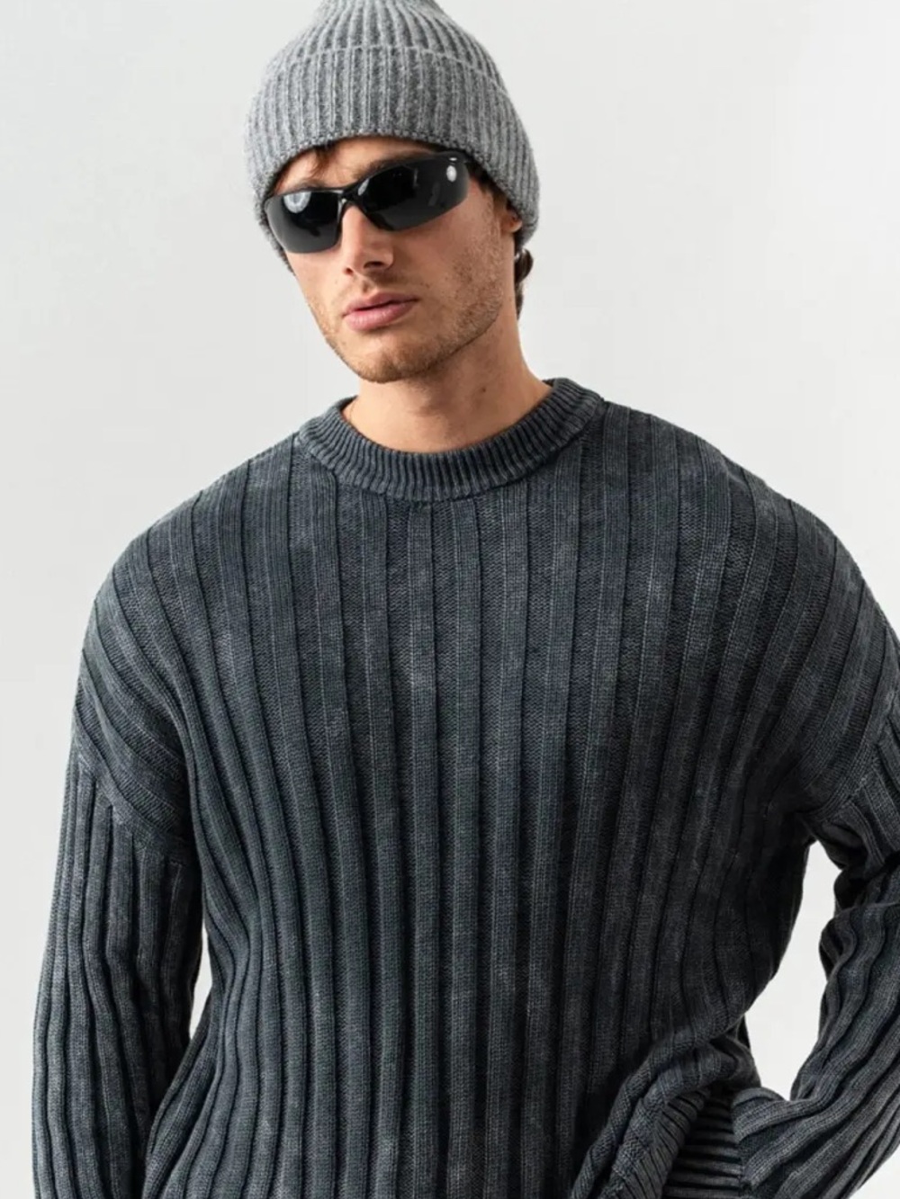 croft & barrow Men's Ribbed Crewneck Sweater - Charcoal